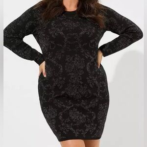 Torrid Black Mini Jacquard Bodycon Dress Size 3(22/24)
